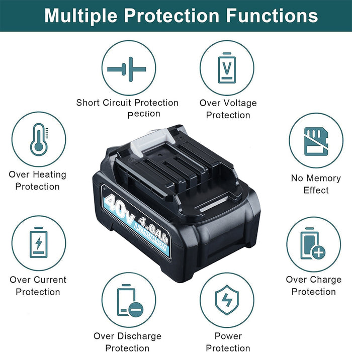 For Makita 40V 4.0Ah BL4040 Battery Replacement BL4025 40V Lithium Battery Compatible with BL4040 BL4025 BL4025B BL4020 BL4050