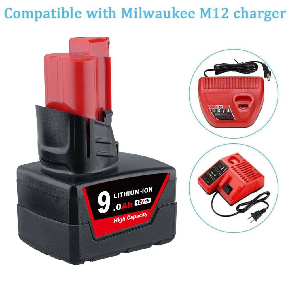 3 Pack 12V 9.0Ah For Milwaukee M12 Li-ion Replacement Battery