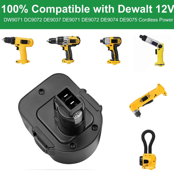 For Dewalt 12V XRP Battery Replacement | DC9071 4.8Ah Ni-Mh Battery