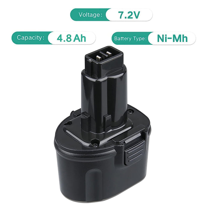 For Dewalt DC9057/ DE9085/ DW9057 7.2V Battery Replacement | 4.8Ah Ni-MH Battery