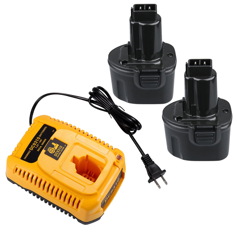 2 Pack For Dewalt DC9057/ DE9085 7.2V Battery Replacement 4.8Ah Ni-MH Battery+ DC9310 Charger For 7.2V-18V XRP Ni-Cd & Ni-Mh Battery