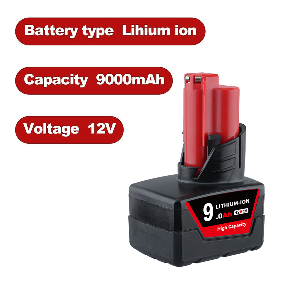 12V 9.0Ah For Milwaukee M12 Li-ion Replacement Battery