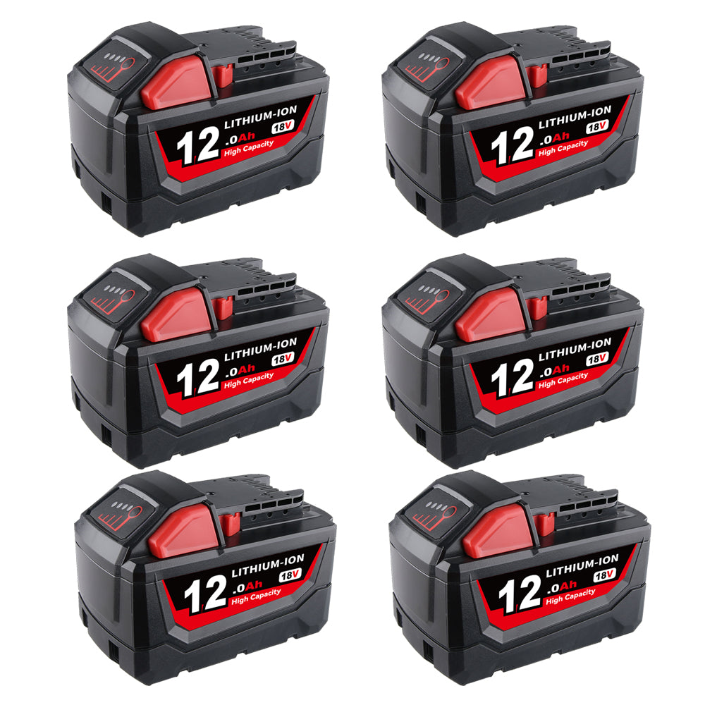 12.0Ah For Milwaukee 18V Battery Replacement 48-11-1811 | M18 Li-ion Battery 6 Pack