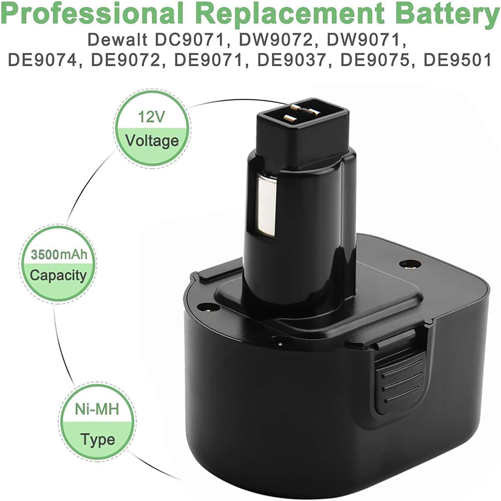 For Dewalt 12V XRP Battery Replacement | DC9071 4.8Ah Ni-Mh Battery