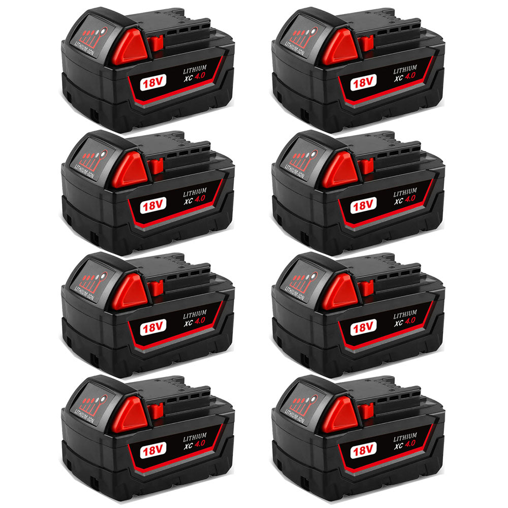 For Milwaukee M18 Battery Replacement | 18V XC 4.0Ah Li-Ion Battery 8 Pack