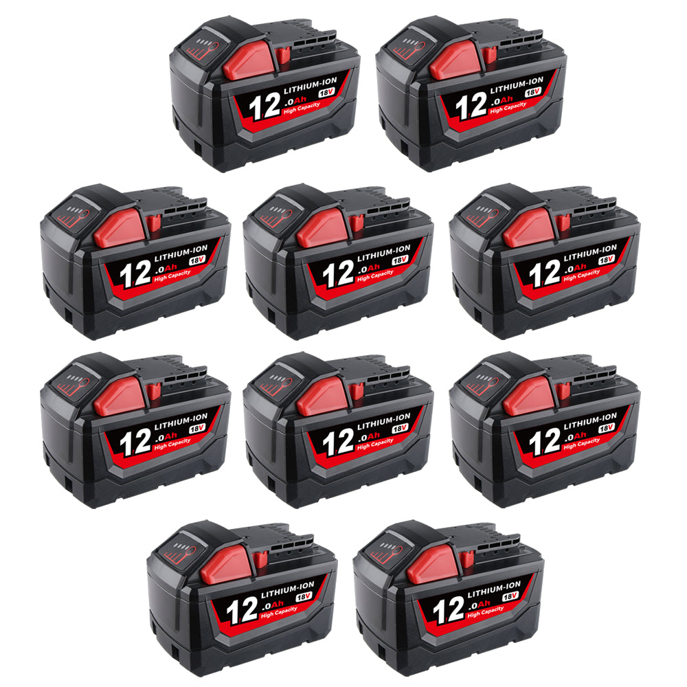 12.0Ah For Milwaukee 18V Battery Replacement 48-11-1811 | M18 Li-ion Battery 10 Pack