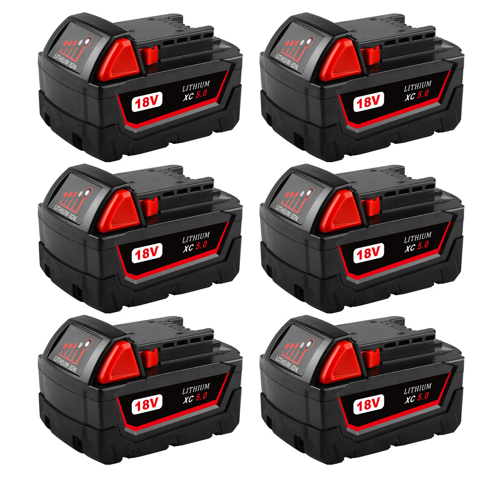 For Milwaukee 18V 5.0Ah XC Battery Replacemen | M18 Li-ion 6 Pack