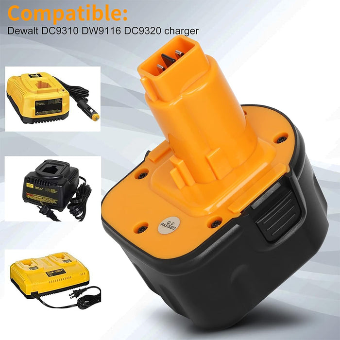 For Dewalt 12V XRP Battery Replacement | DC9071 4.8Ah Ni-Mh Battery 3 Pack