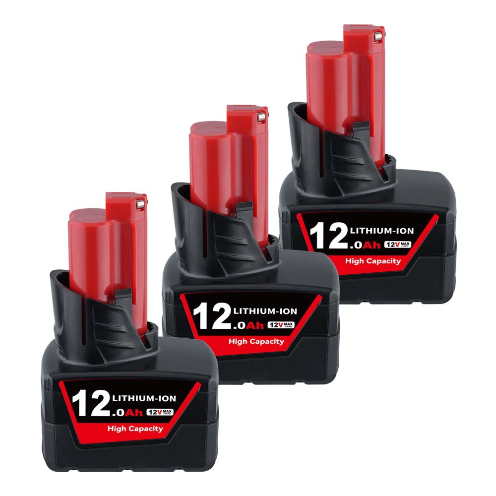 3 Pack 12V 12.0Ah For Milwaukee M12 Li-ion Replacement Battery