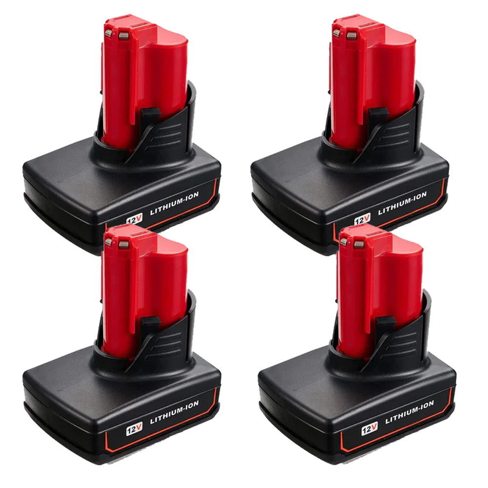 For Milwaukee M12 Battery Replacement | 12V 5.5Ah Li-ion Battery 4 Pack