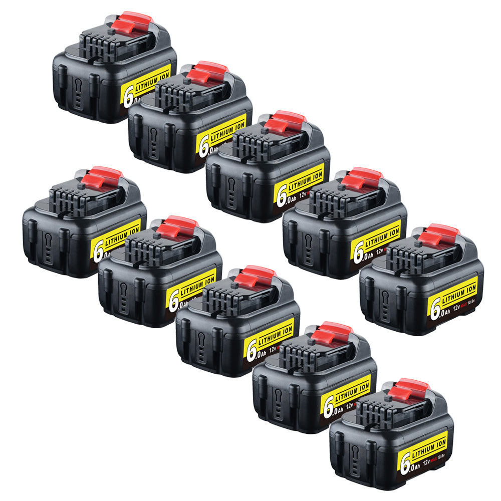 For Dewalt 12V Battery Replacement | DCB120 DCB123 DCB127 6.0Ah Li-ion Battery 10 Pack