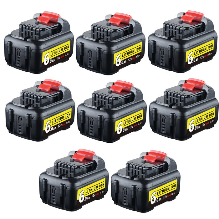 For Dewalt 12V Battery Replacement | DCB120 DCB123 DCB127 6.0Ah Li-ion Battery 8 Pack