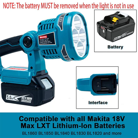 12W 1120LM Cordless LESS led work light Powered by Makita 18V Max LXT LITHIUM-ION Battery | clearance