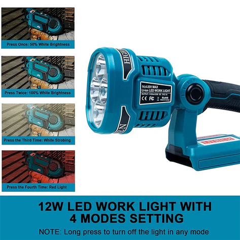 12W 1120LM Cordless LESS led work light Powered by Makita 18V Max LXT LITHIUM-ION Battery | clearance