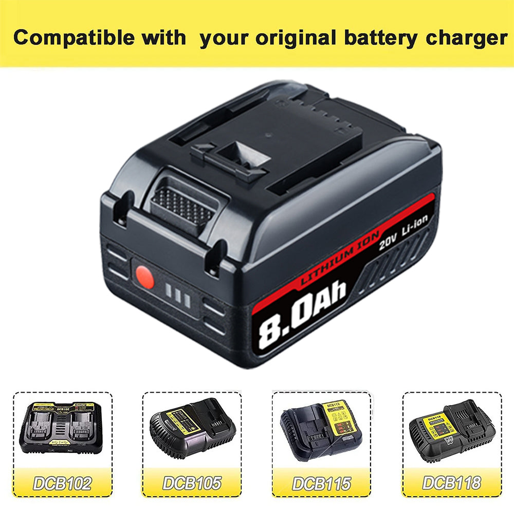8.0Ah Li-ion Battery for DeWalt DCB200 20V Max Battery Replacement | DCB205 DCB209 4 Pack