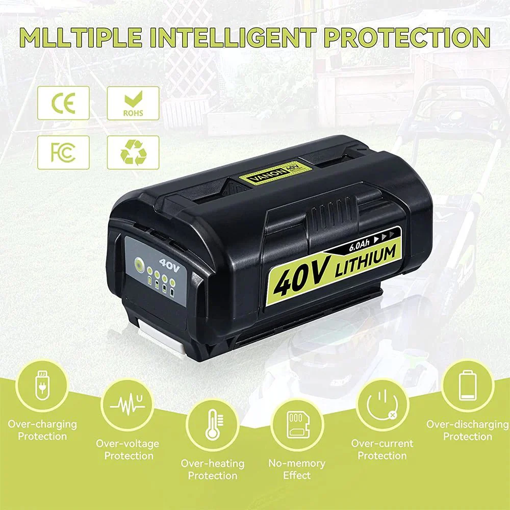 For Ryobi 40V Battery 8.0Ah replacement | OP4026 LITHIUM-ION Battery With led indicator 4 Pack
