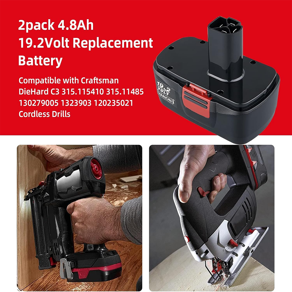 For Craftsman C3 19.2V 4.8Ah Battery Replacement | 130279005 Black Battery