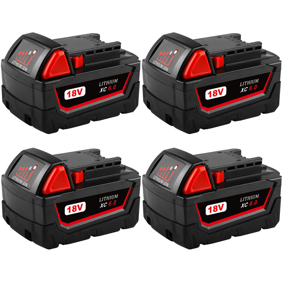 For Milwaukee 18V 6.0Ah Battery Replacement | M18 Li-ion Battery 4 Pack