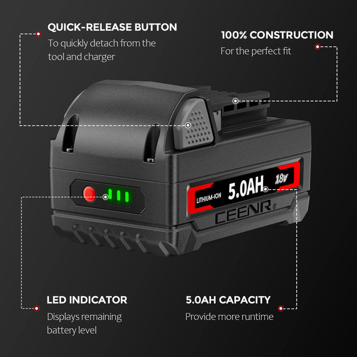 Ceenr 5.0Ah Battery For Milwaukee 18V 4 Pack | Replacement Battery