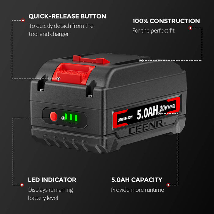 Ceenr 5.0Ah Battery For Worx 20V Max 4 Pack | Model WA3520