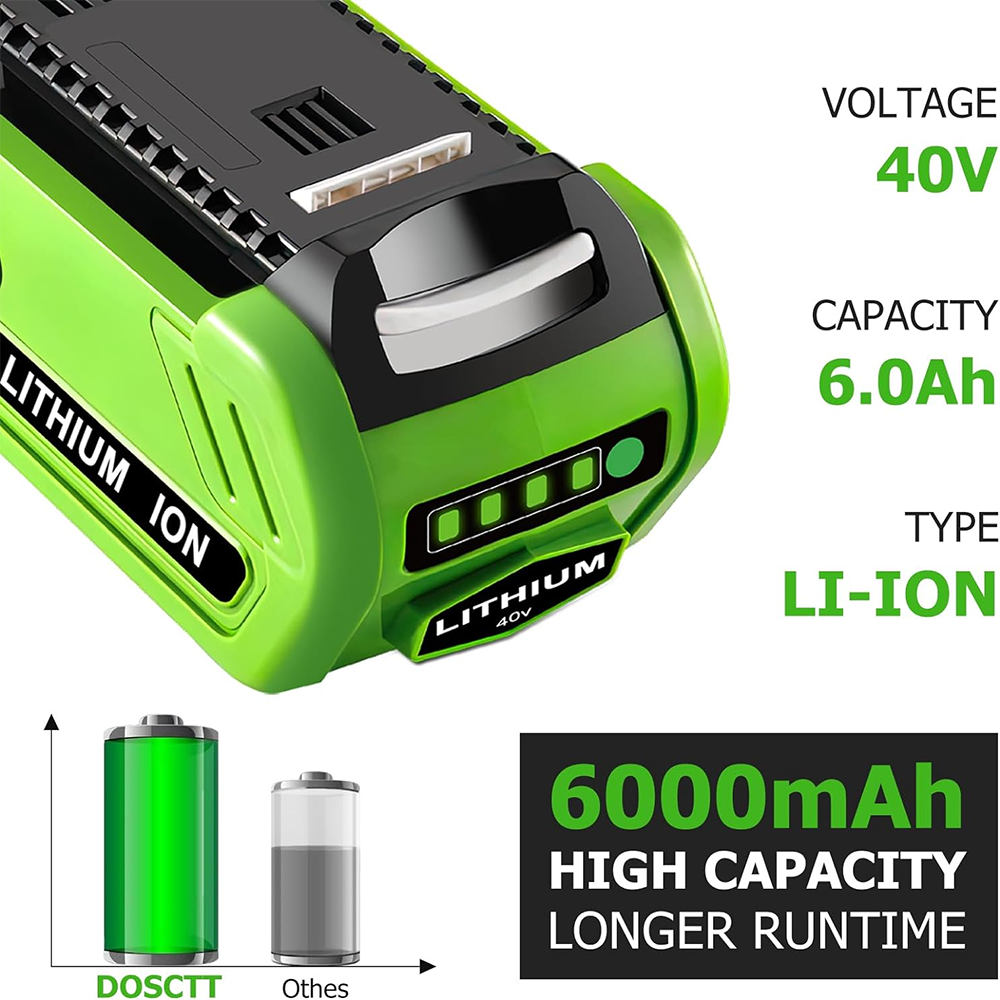 For GreenWorks 40V 6.0Ah Battery Replacement | Lithium Battery 29472 29462 Battery For GreenWorks 40V G-MAX Power Tools 2 PACK