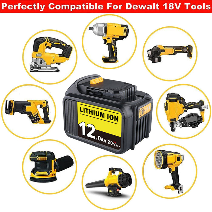 6 Pack For Dewalt 20V Battery 12Ah replacement | DCB205 Li-ion Battery