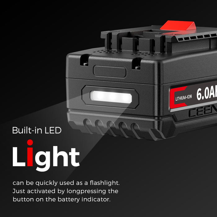 Ceenr 6.0Ah Battery For Bosch 18V | Replacement Model BAT610G, with LG Battery Cell (INR18650HG2)