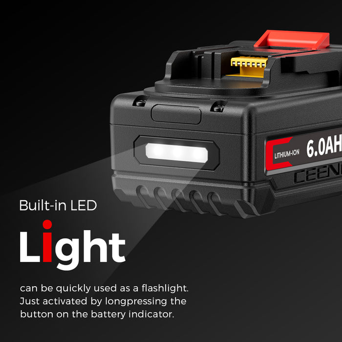 Ceenr 6.0Ah Battery For Makita 18V 4 Pack | Replacement Model BL1860B, with LG Battery Cell (INR18650HG2)