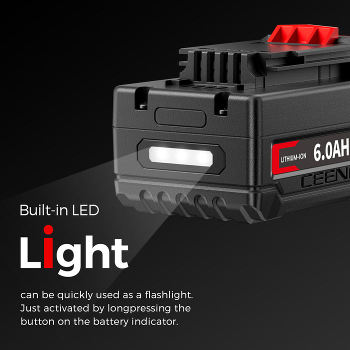 Ceenr 6.0Ah Battery For Porter Cable 18V(20V Max) | Replacement Model PCC685, with LG Battery Cell (INR18650HG2)