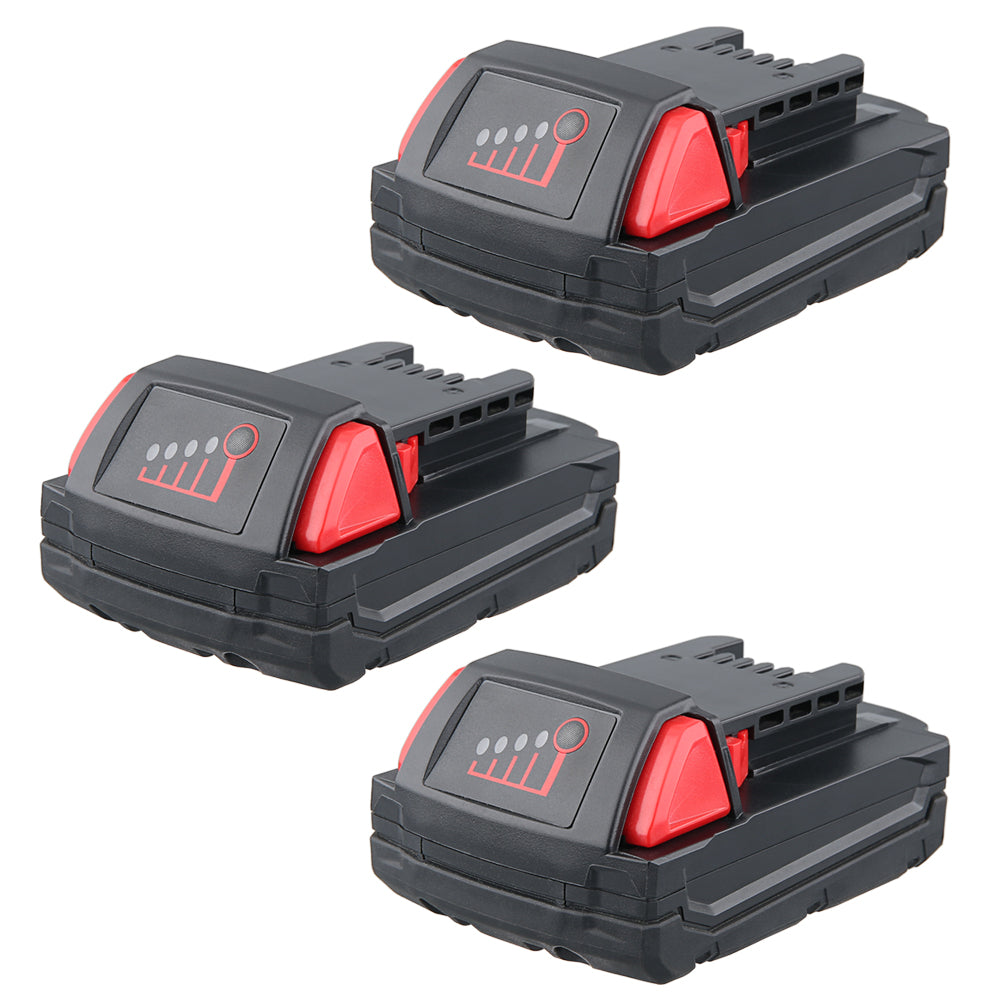 For Milwaukee M18 Battery Replacement | 18V XC 3.0Ah Li-Ion Battery 3 Pack