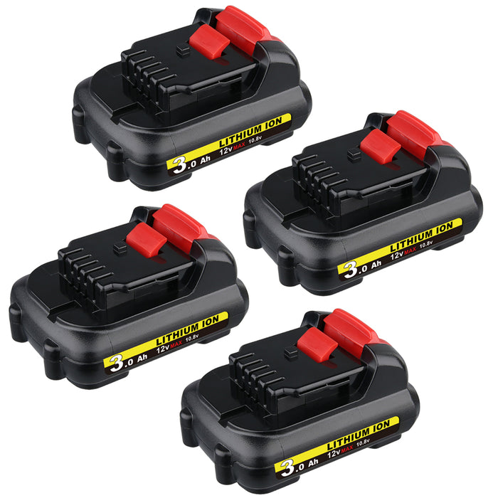 For Dewalt 12V Battery Replacement | DCB120 DCB121 3.0Ah Li-ion Battery 4 Pack