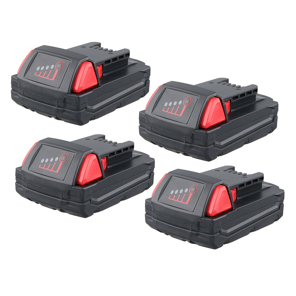 For Milwaukee M18 Battery Replacement | 18V XC 3.0Ah Li-Ion Battery 4 Pack