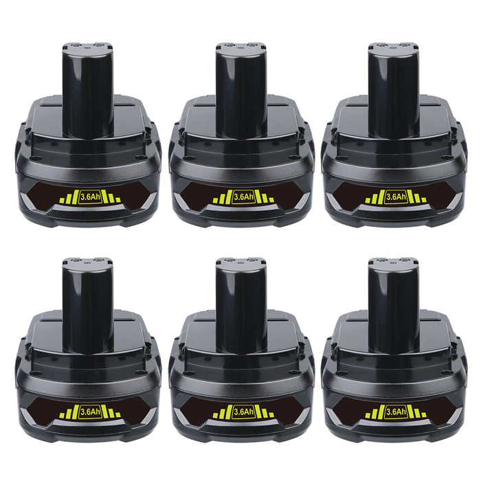 3.6Ah For Ryobi P102 Battery Replacement | 18V Li-Ion Battery 6 Packs