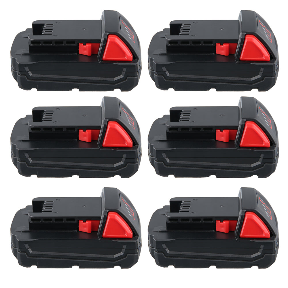 For Milwaukee M18 Battery Replacement | 18V XC 3.0Ah Li-Ion Battery 6 Pack