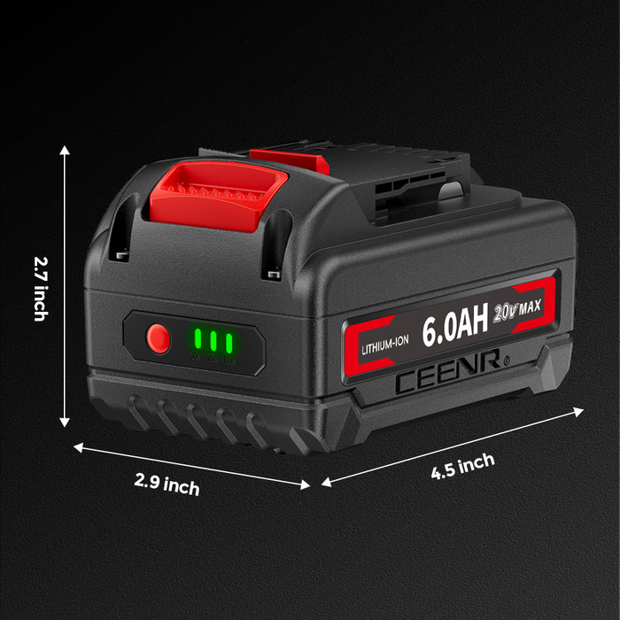 Ceenr 6.0Ah Battery for DeWalt 18V(20V Max) 4 Pack | Replacement Model DCB200, with LG Battery Cell (INR18650HG2)