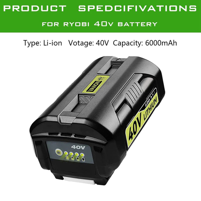 For Ryobi 40V battery 6.0Ah replacement | OP4026 Lithium-ion battery with led indicator 3 PACK