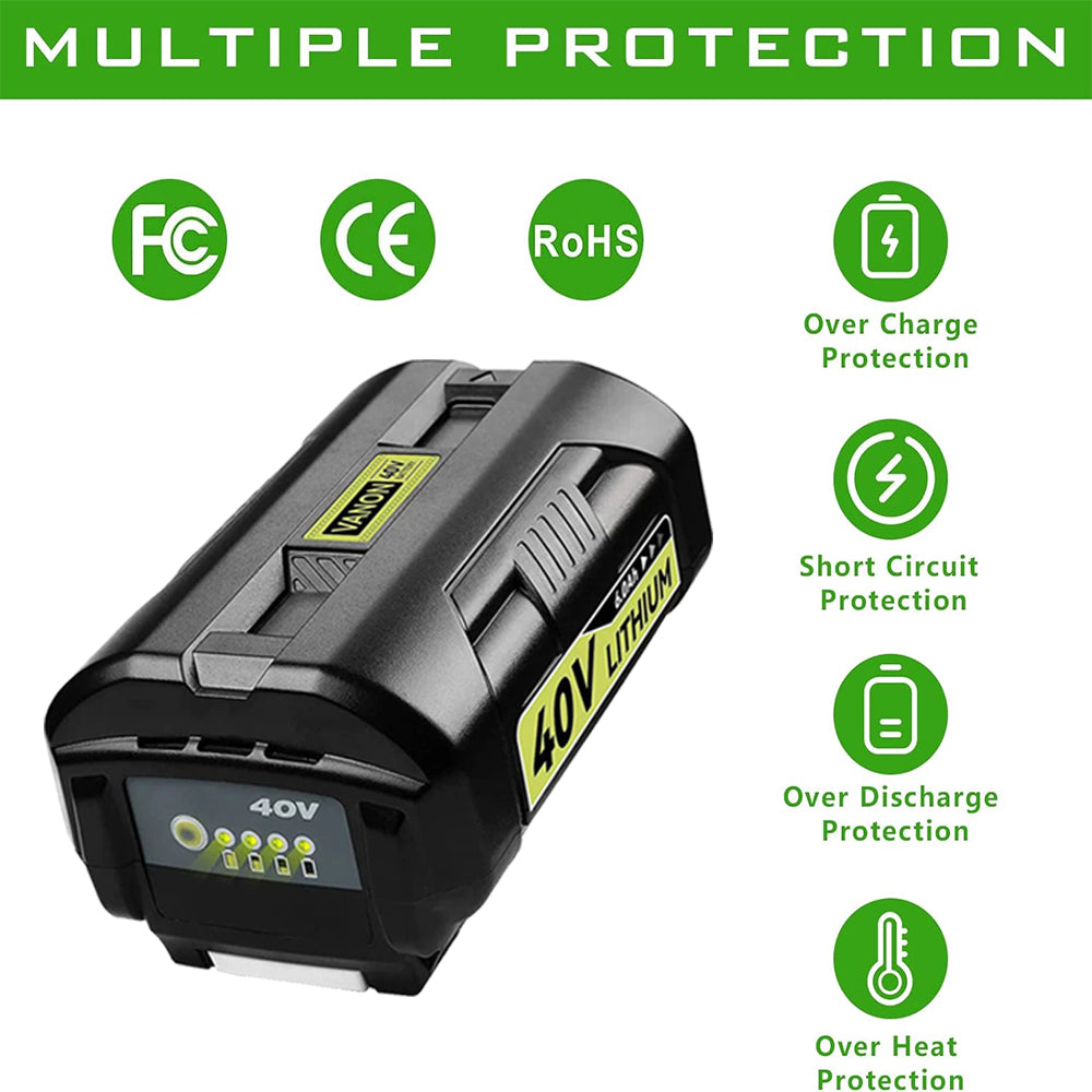 For Ryobi 40V battery 6.0Ah replacement | OP4026 Lithium-ion battery with led indicator 4 PACK