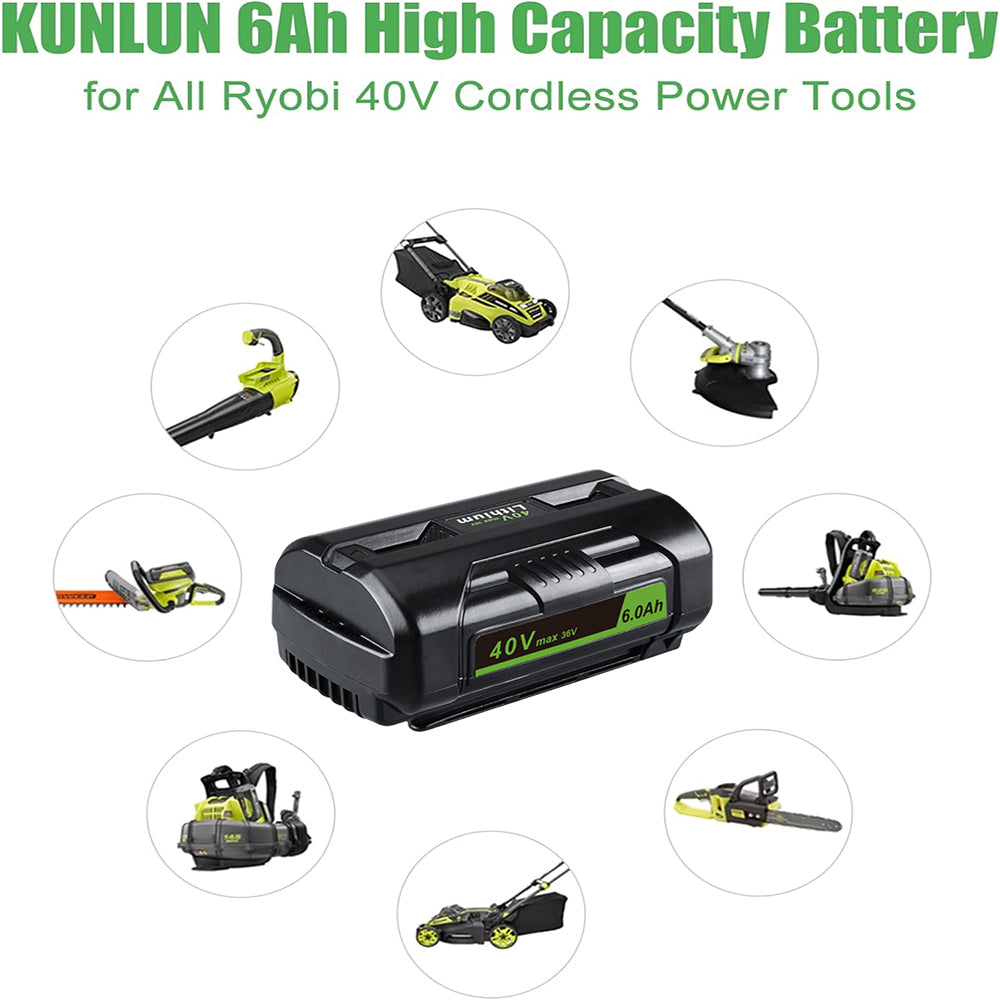 For Ryobi 40V battery 6.0Ah replacement | OP4026 Lithium-ion battery with led indicator