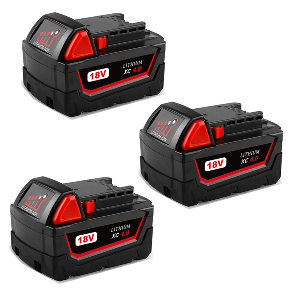 For Milwaukee M18 Battery Replacement | 18V XC 4.0Ah Li-Ion Battery 3 Pack