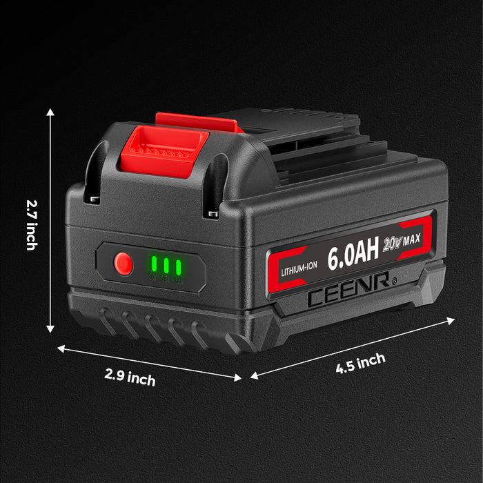 Ceenr 6.0Ah Battery For Black and Decker 18V(20V Max) 2 Pack | Replacement Model LBXR20, with LG Battery Cell (INR18650HG2)