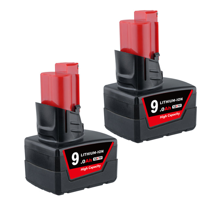 2 Pack 12V 9.0Ah For Milwaukee M12 Li-ion Replacement Battery | clearance