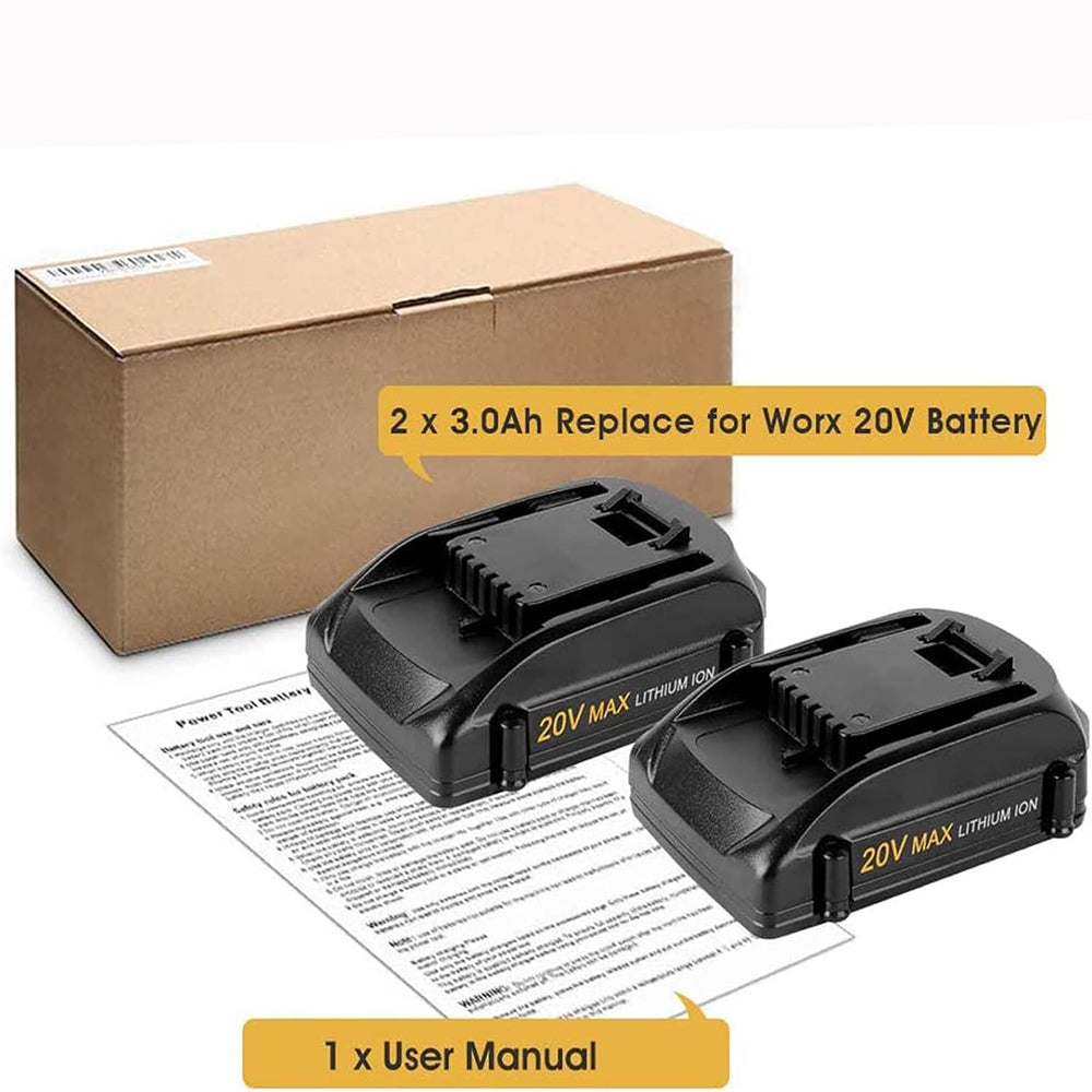 For Worx 20V MAX Battery Replacement | WA3520 3.0Ah Li-ion Battery 2 Pack