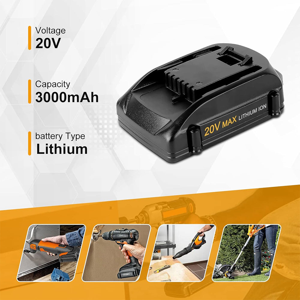 For Worx 20V MAX Battery Replacement | WA3520 3.0Ah Li-ion Battery