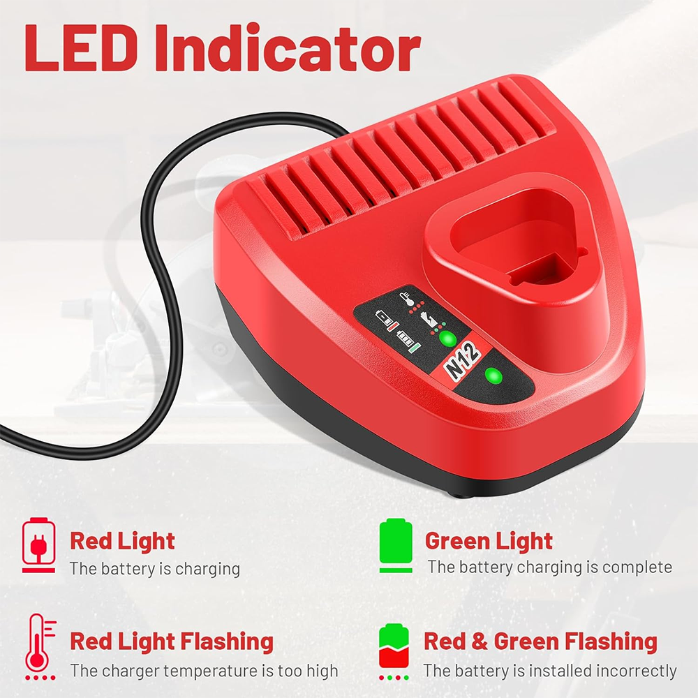 2 Pack For Milwaukee M12 12V 7.0Ah Li-ion Battery +  M12 Charger Replacement | 12V Rapid Charger