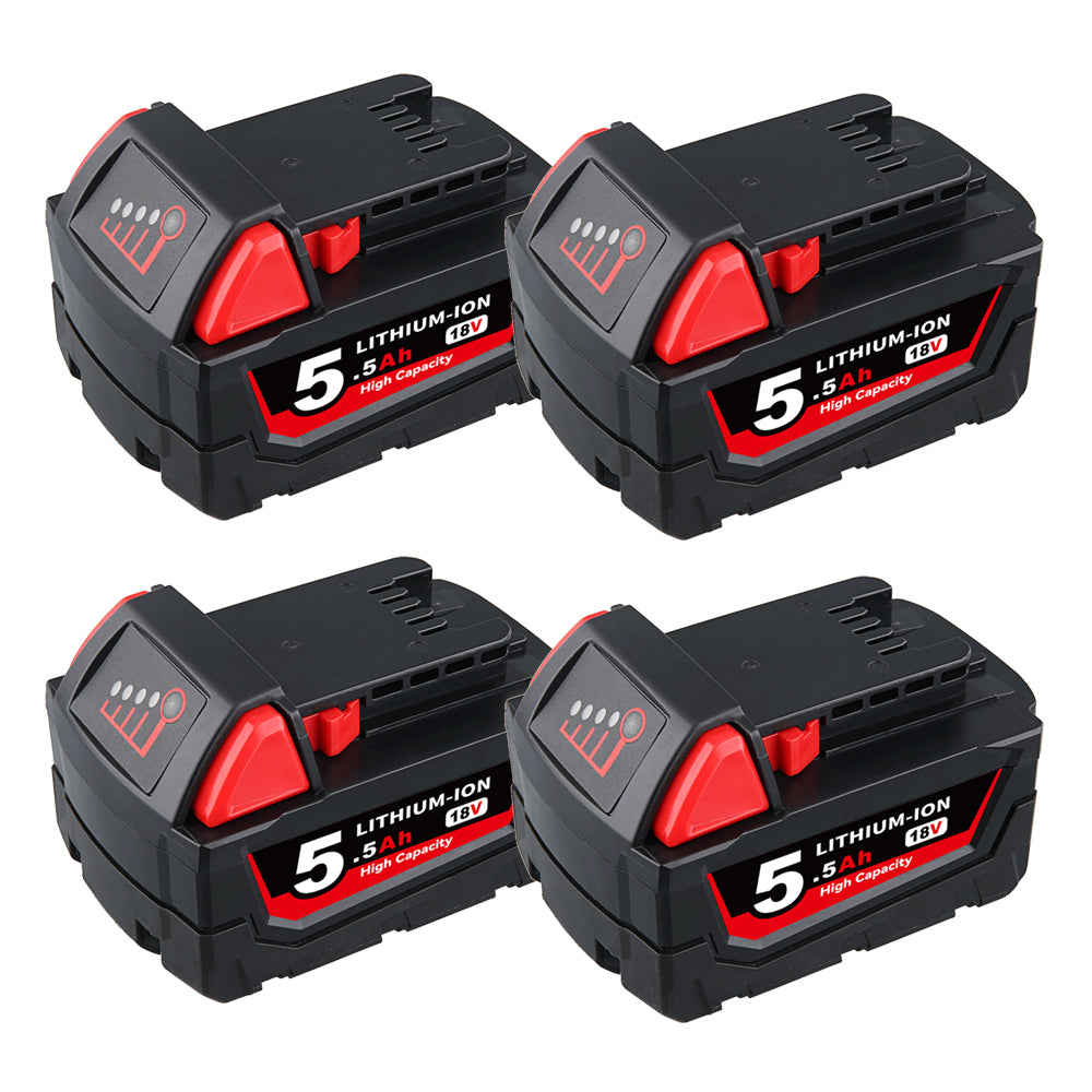 For Milwaukee M18 18V 5.5Ah XC Li-ion Battery Replacement |  4 Pack