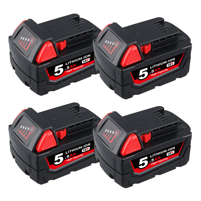 For Milwaukee M18 18V 5.5Ah XC Li-ion Battery Replacement |  4 Pack