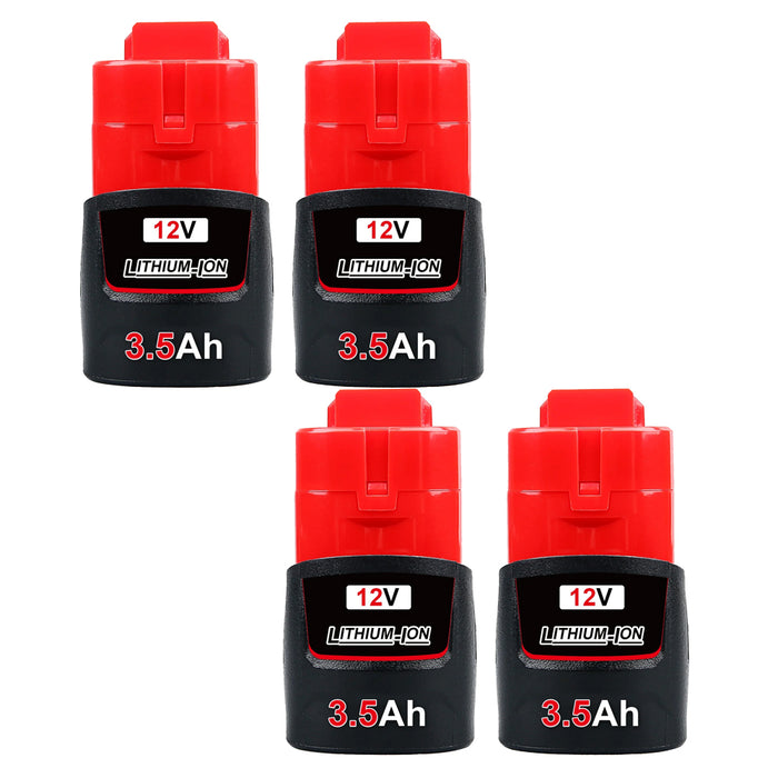 4 Pack For Milwaukee M12 12V 3.5Ah Battery Replacement + M12 Charger Replacement | 12V Rapid Charger