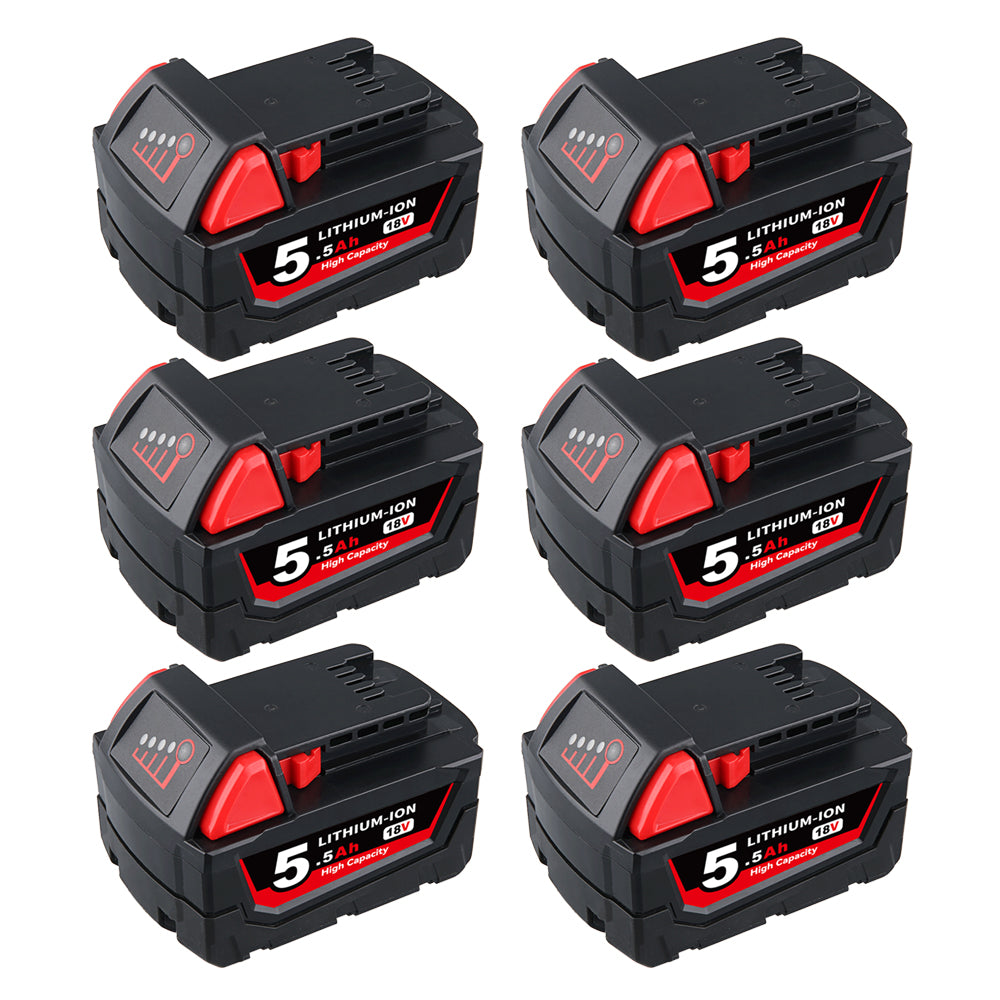 For Milwaukee M18 18V 5.5Ah XC Li-ion Battery Replacement | 6 Pack