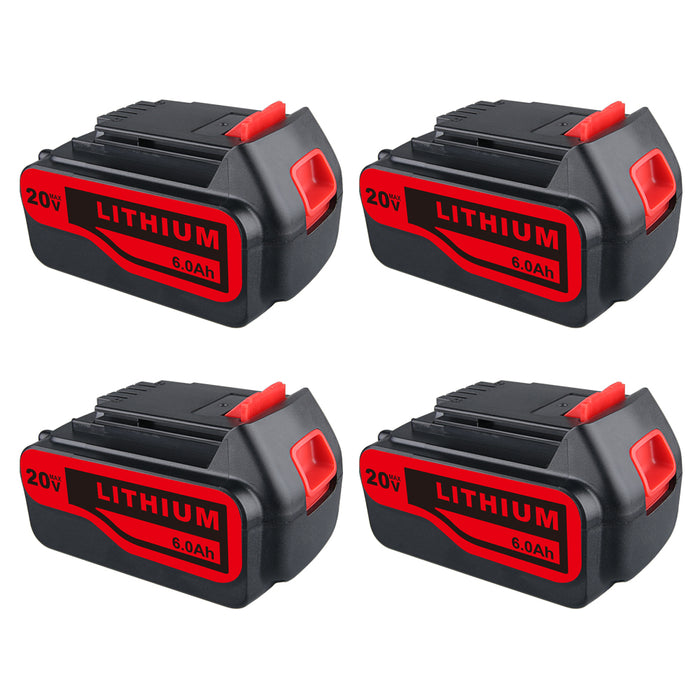 4 Pack For Black and Decker LB2X4020 20V 6.0Ah Battery |  LBXR20-OPE LBXR20 LBX20 Lithium Battery | clearance