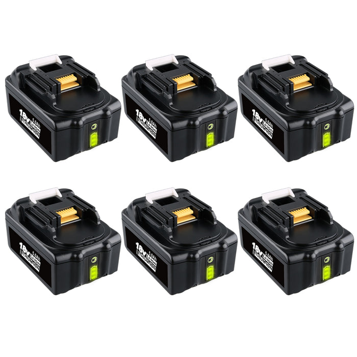 6 Pack For Makita 18V Battery Replacement | BL1850B 5.0Ah Li-ion Battery With LED Indicator I BL1840 BL1850 BL1830 | clearance